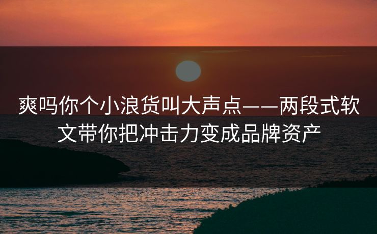 爽吗你个小浪货叫大声点——两段式软文带你把冲击力变成品牌资产