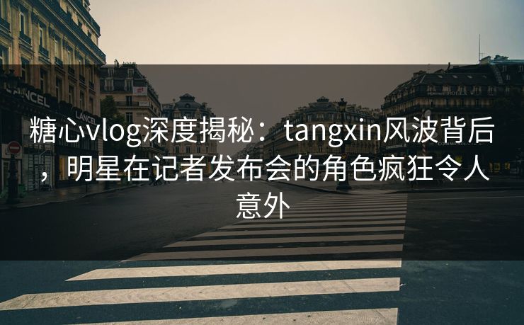 糖心vlog深度揭秘：tangxin风波背后，明星在记者发布会的角色疯狂令人意外