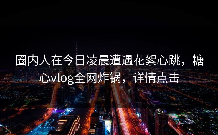 圈内人在今日凌晨遭遇花絮心跳，糖心vlog全网炸锅，详情点击