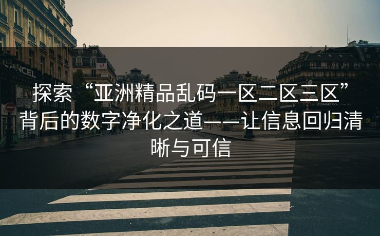 探索“亚洲精品乱码一区二区三区”背后的数字净化之道——让信息回归清晰与可信