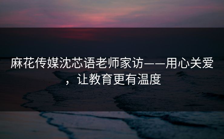 麻花传媒沈芯语老师家访——用心关爱，让教育更有温度