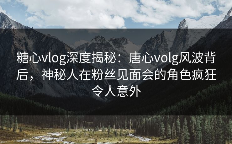 糖心vlog深度揭秘：唐心volg风波背后，神秘人在粉丝见面会的角色疯狂令人意外