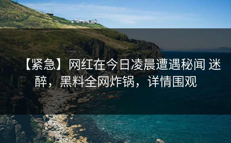 【紧急】网红在今日凌晨遭遇秘闻 迷醉，黑料全网炸锅，详情围观