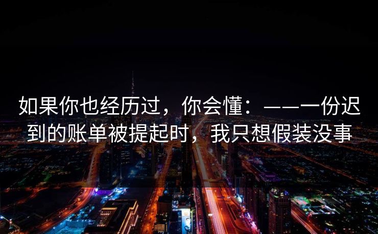 如果你也经历过，你会懂：——一份迟到的账单被提起时，我只想假装没事