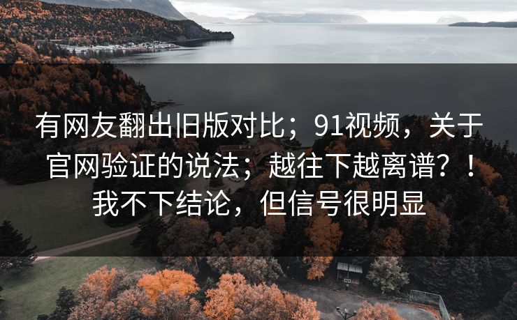 有网友翻出旧版对比；91视频，关于官网验证的说法；越往下越离谱？！我不下结论，但信号很明显