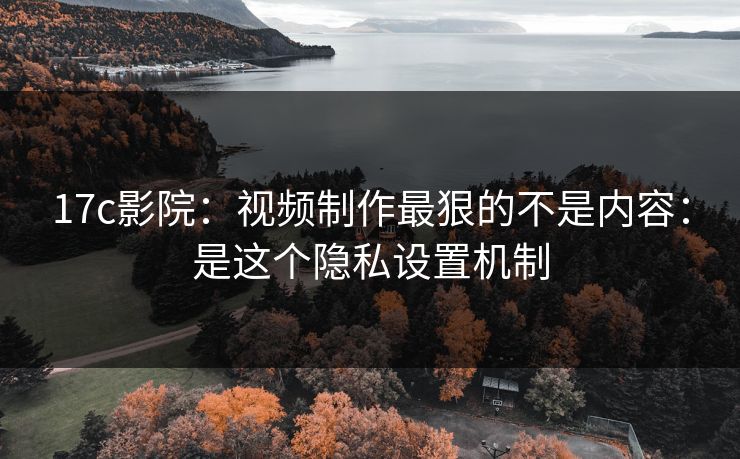 17c影院：视频制作最狠的不是内容：是这个隐私设置机制